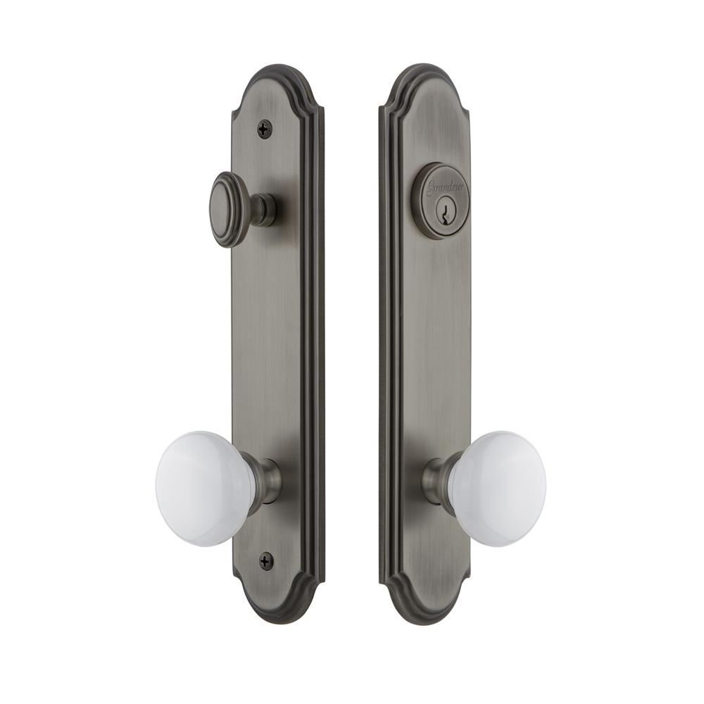 Grandeur by Nostalgic Warehouse ARCHYD Arc Tall Plate Complete Entry Set with Hyde Park Knob in Antique Pewter